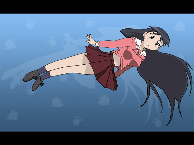 Floating woman anime schooluniform pleated free wallpaper for desktop - medium preview image