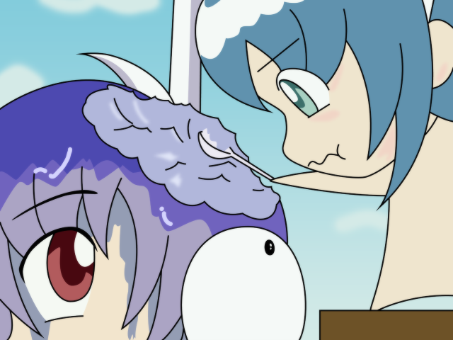 Cartoon brushing hair toothbrush blue free wallpaper for desktop - medium preview image