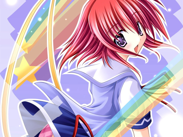 Pink hair rainbow background umbrella free wallpaper for desktop - medium preview image