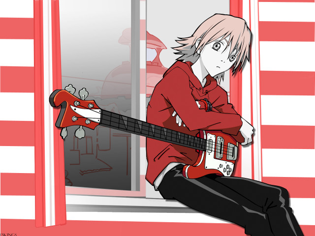 Man guitar window sill red free wallpaper for desktop - medium preview image