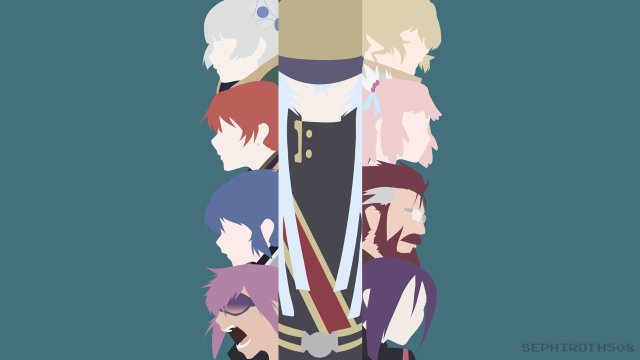 Anime characters group tilted heads free wallpaper for desktop - medium preview image