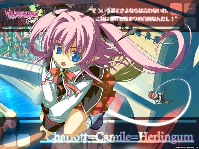 Anime girl pink hair bow #2 free wallpaper for desktop - medium preview image