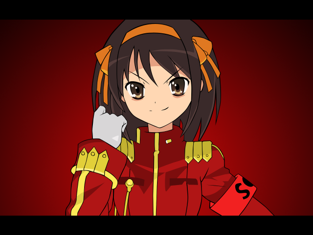 Anime haruhi red yellow outfit free wallpaper for desktop - medium preview image