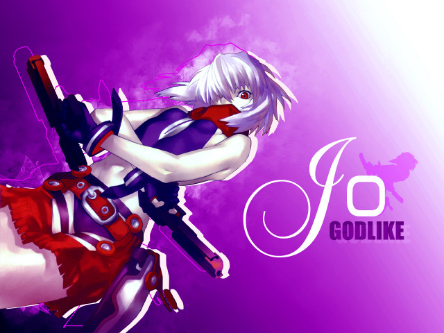 Gothic gunwoman purple background whitecat free wallpaper for desktop - medium preview image