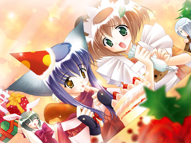 Anime girls christmas tree star free wallpaper for desktop - medium preview image