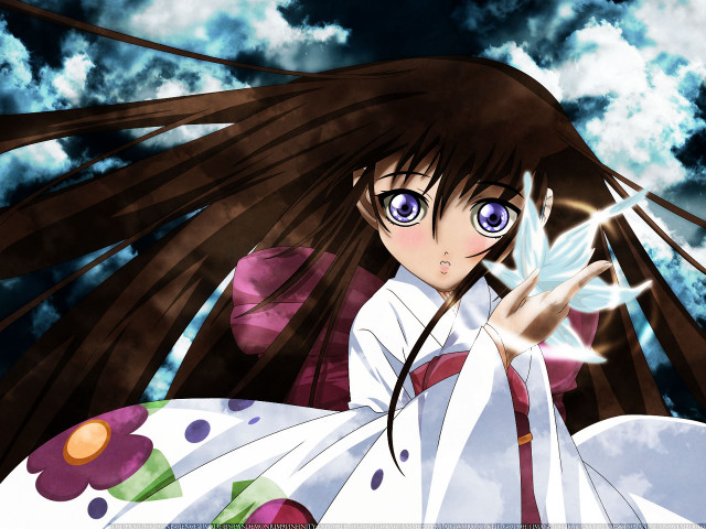 Anime girl long hair flower #5 free wallpaper for desktop - medium preview image