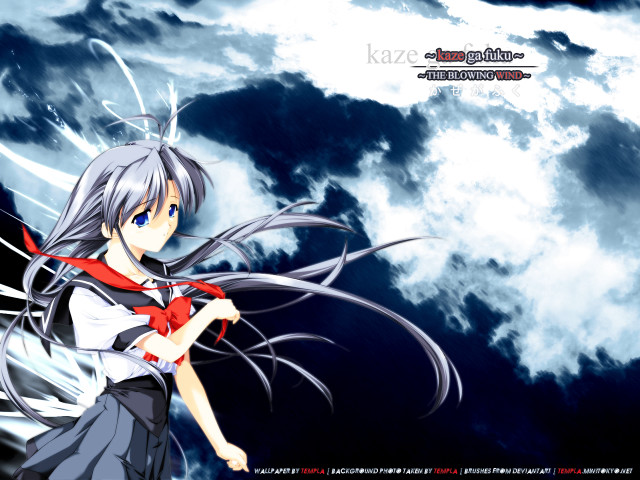 Anime girl long hair red #5 free wallpaper for desktop - medium preview image