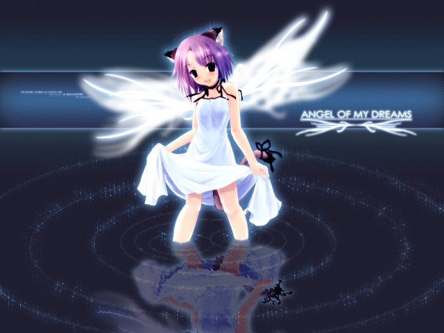 Purple hair angel wings girl free wallpaper for desktop - medium preview image