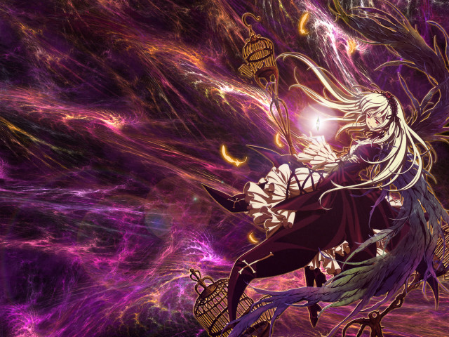 Gothic portrait purple background fireworks free wallpaper for desktop - medium preview image