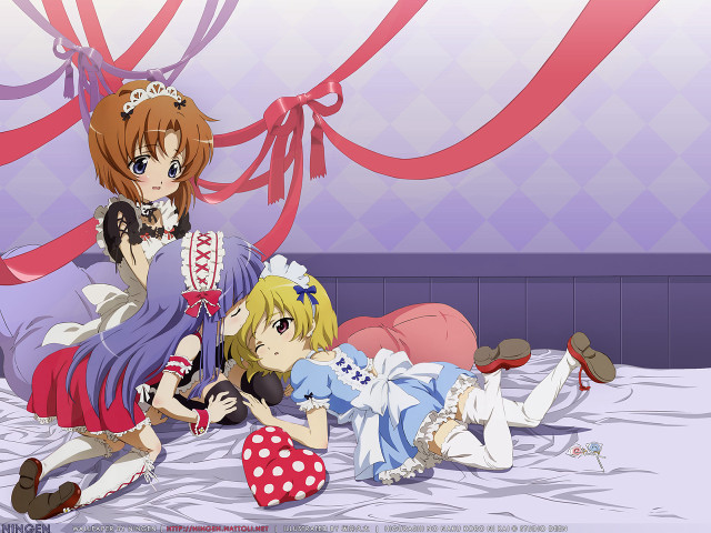 Anime girls bed cat stuffed #2 free wallpaper for desktop - medium preview image