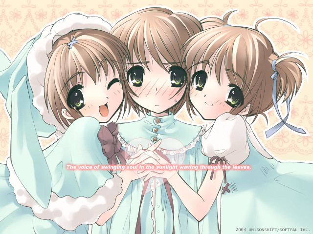 Three girls blue dresses hugging free wallpaper for desktop - medium preview image