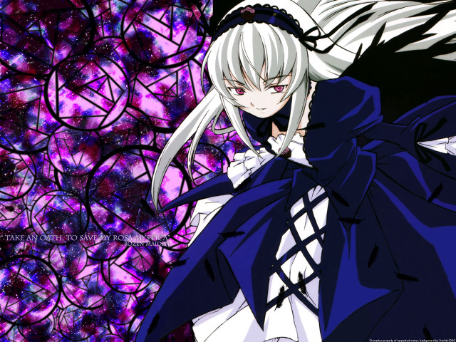 White haired anime gothic lolita free wallpaper for desktop - medium preview image