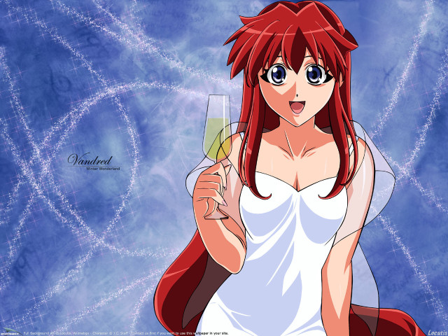 Woman wine red hair blue free wallpaper for desktop - medium preview image