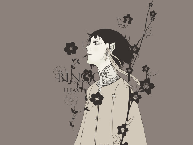 Gothic lineart flower woman branch free wallpaper for desktop - medium preview image