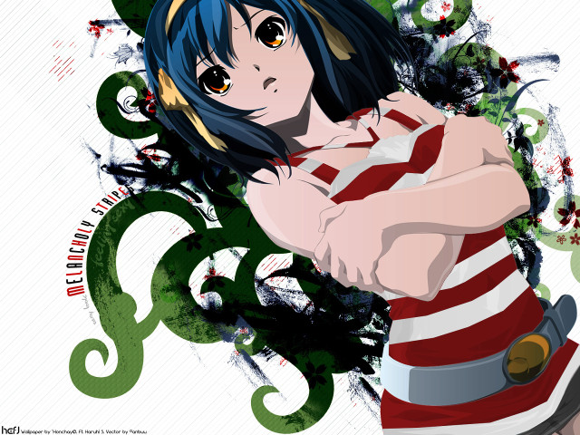 Woman hat striped shirt green free wallpaper for desktop - medium preview image