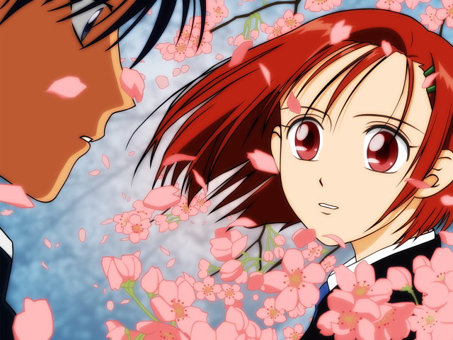 Man woman flower petals anime #2 free wallpaper for desktop - medium preview image