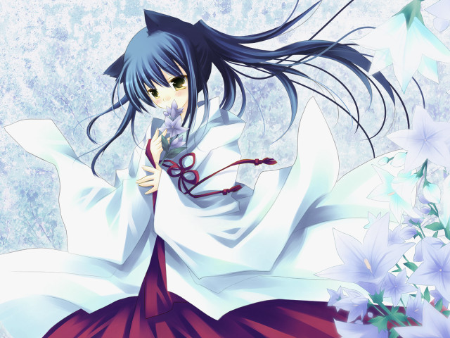 Woman white dress anime hakama free wallpaper for desktop - medium preview image