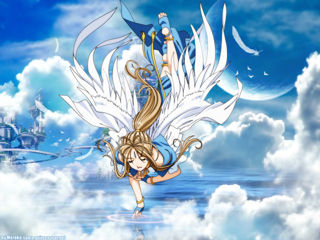 Girl flying angel wings clouds free wallpaper for desktop - medium preview image