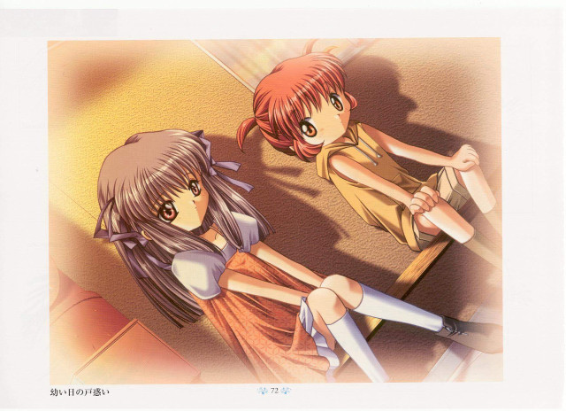 Two anime girls knife holding free wallpaper for desktop - medium preview image