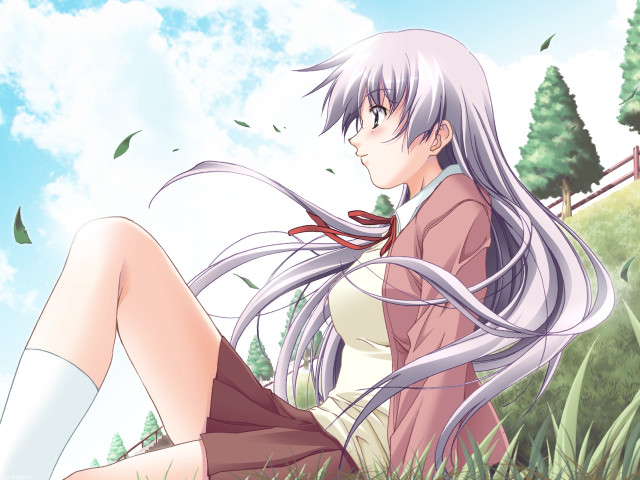 Woman sitting long hair forest free wallpaper for desktop - medium preview image