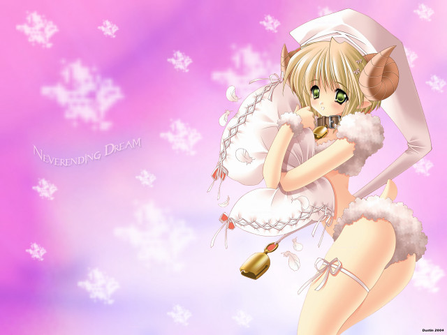 Anime sheep girl bell cherry free wallpaper for desktop - medium preview image