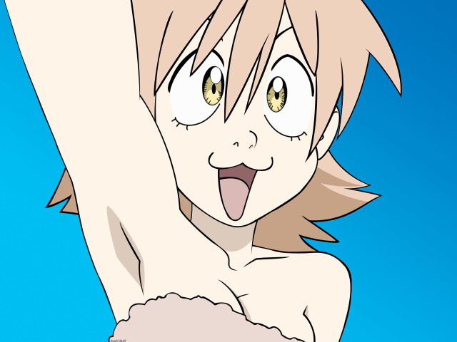 Aya goda cartoon woman blue free wallpaper for desktop - medium preview image