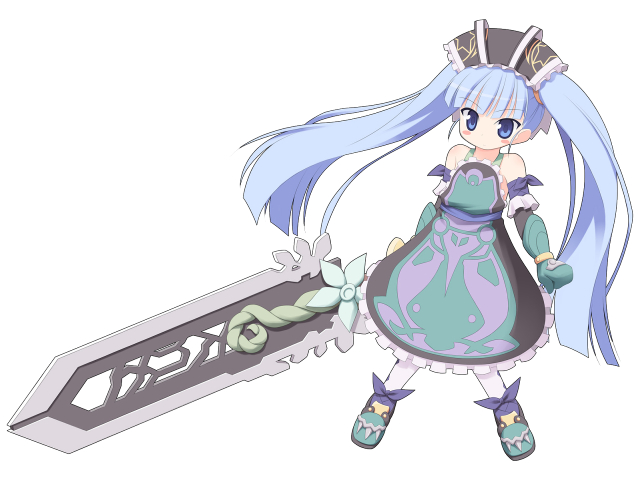 Blue haired girl sword armor free wallpaper for desktop - medium preview image