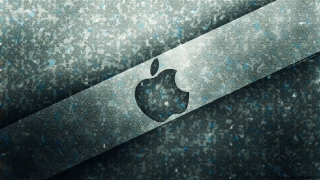Apple logo wall blue speckles free wallpaper for desktop - medium preview image