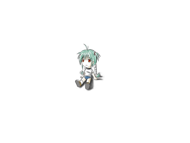 Cartoon character green hair white free wallpaper for desktop - medium preview image