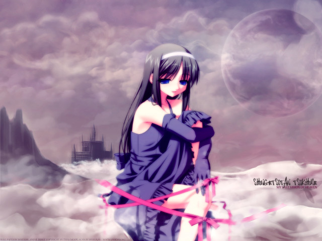 Purple dress clouds castle anime free wallpaper for desktop - medium preview image