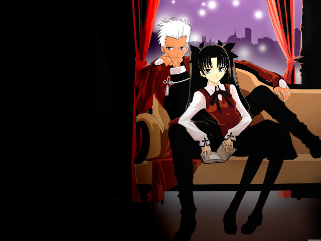 Man woman couch window cityscape free wallpaper for desktop - medium preview image