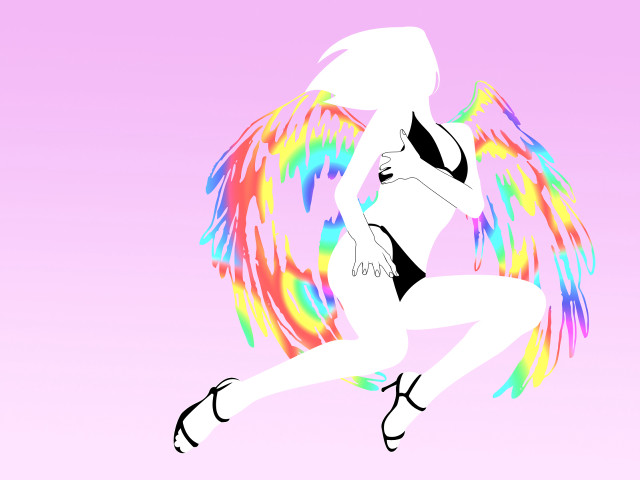 Woman bikini rainbow wings pink free wallpaper for desktop - medium preview image