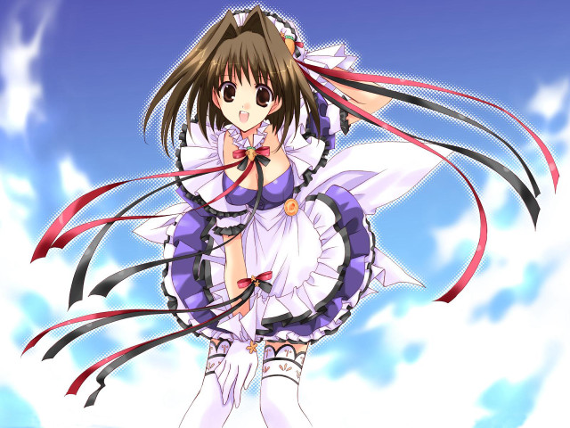 Anime girl white dress bow free wallpaper for desktop - medium preview image