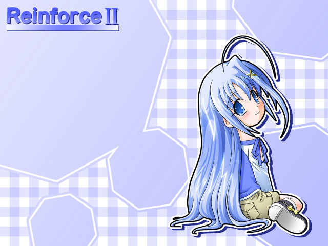 Cartoon blue hair checkered background free wallpaper for desktop - medium preview image
