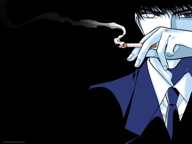 Eizan kikukawa suit smoking dark free wallpaper for desktop - medium preview image