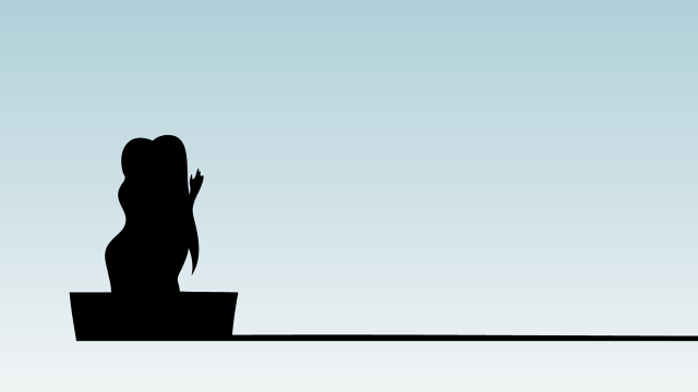 Woman ledge hands up blue free wallpaper for desktop - medium preview image