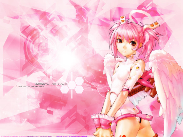 Pink haired girl angel wings free wallpaper for desktop - medium preview image