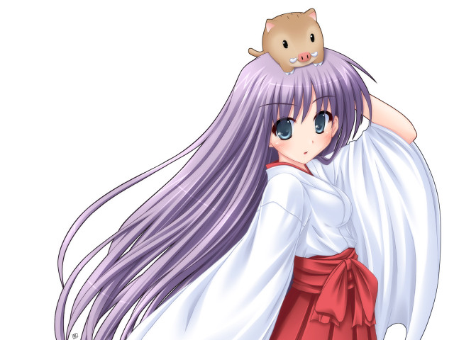 Purple hair cat head kimono free wallpaper for desktop - medium preview image