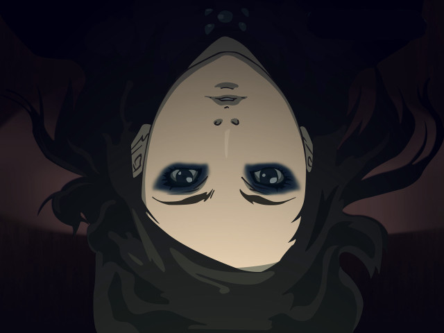 Woman hooded creepy eye promo free wallpaper for desktop - medium preview image