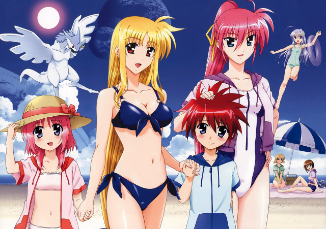 Beach women bikinis sunset sky free wallpaper for desktop - medium preview image