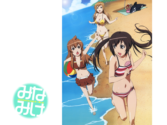 Beach girls lifeguard bikini stripe free wallpaper for desktop - medium preview image