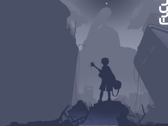 Silhouette person rock guitar city free wallpaper for desktop - medium preview image