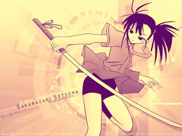 Girl sword pink background circular free wallpaper for desktop - medium preview image