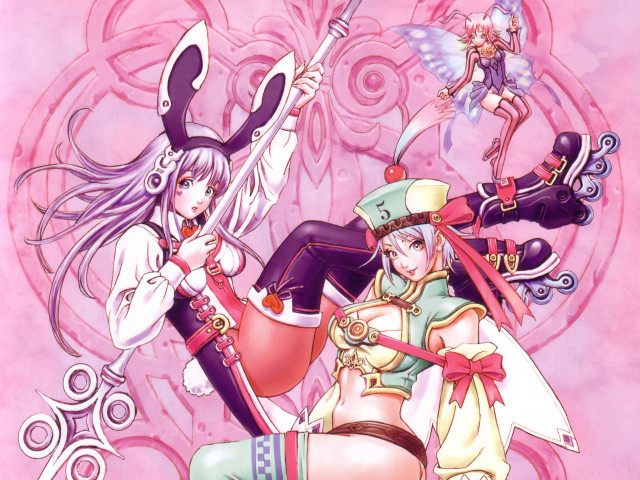 Anime couple pink background wings free wallpaper for desktop - medium preview image