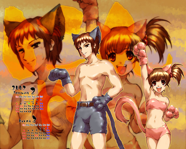 Anime cat girls bikini furry free wallpaper for desktop - medium preview image
