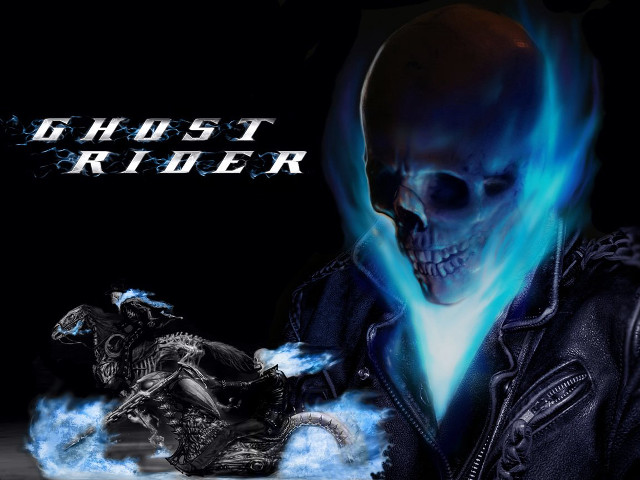 Motorcycle skull blue flame back free wallpaper for desktop - medium preview image