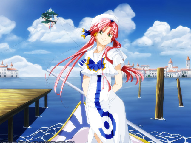 Girl sailor outfit dock kite free wallpaper for desktop - medium preview image