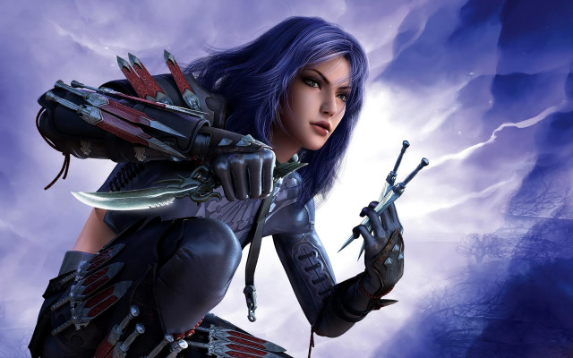 Woman sword holding weapon strong free wallpaper for desktop - medium preview image