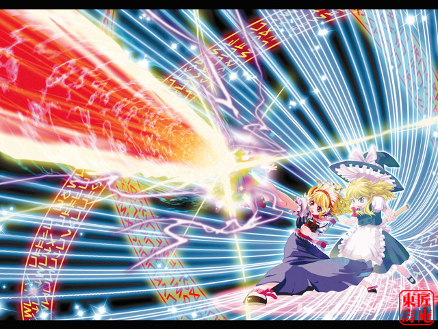 Anime girl battle fireworks magic free wallpaper for desktop - medium preview image
