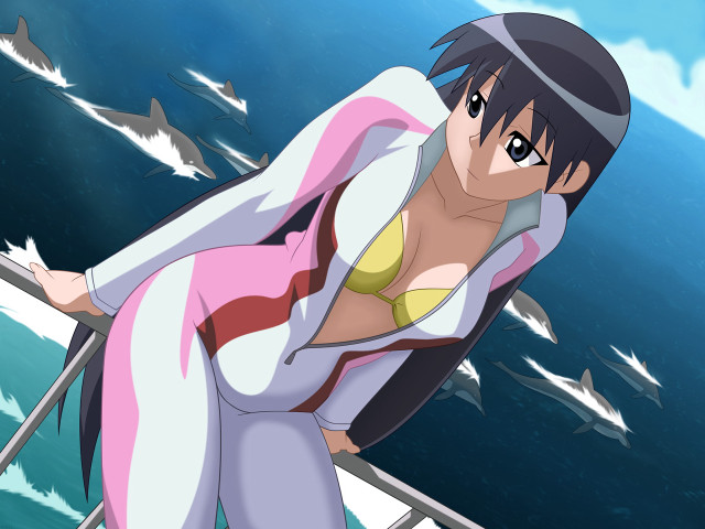 Woman bathing suit boat sharks #2 free wallpaper for desktop - medium preview image